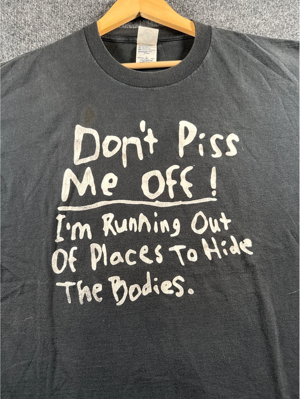 Vintage Delta Don’t Piss Me Off Hide Bodies Funny Graphic T-Shirt Black XL